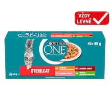 Purina ONE Sterilised kapsičky pro kočky hovězí, kuře, losos, krůta ve šťávě 40 x 85g