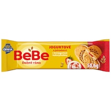 Opavia BeBe Dobré ráno s jogurtem a jahodami sušenky s 5 celozrnnými cereáliemi balení 50.6 g