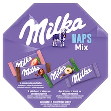 Milka bonboniéra Naps Mix, výběr mini mléčných čokolád 138g