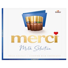 merci Milk Selection výběr plněných a neplněných pralinek z mléčné čokolády 250g