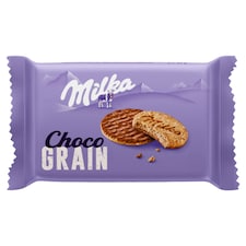 Milka Choco Grain sušenky s ovesnými vločkami a celozrnnou pšen. mouku polom. v mléčné čokoládě 42 g
