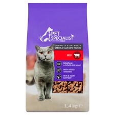 Pet Specialist Kompletní krmivo pro dospělé sterilizované kočky s hovězím 1,4kg