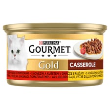 Gourmet Gold konzerva pro kočky hovězí, kuře v omáčce 85g