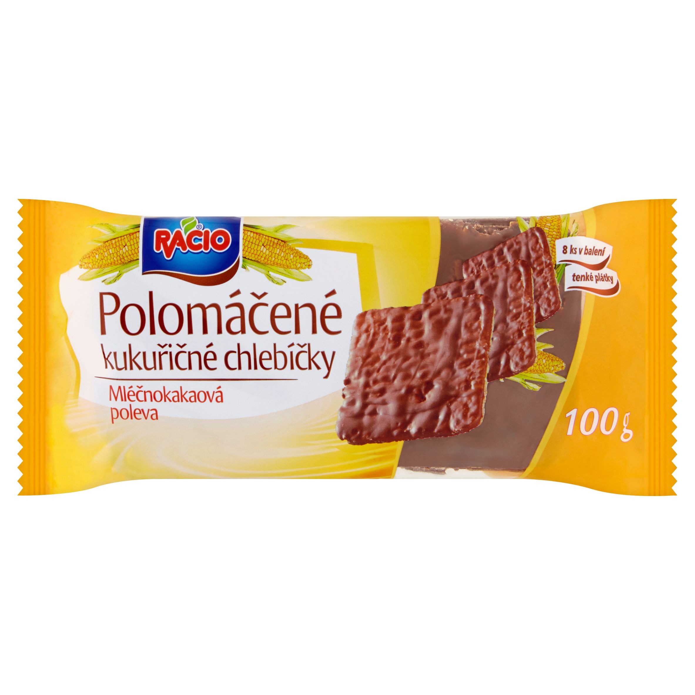 Racio Polomáčené kukuřičné chlebíčky s mléčno kakaovou polevou 100 g