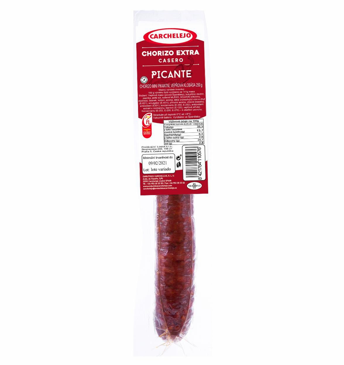 Carchelejo Chorizo mini pikantní salám 250 g