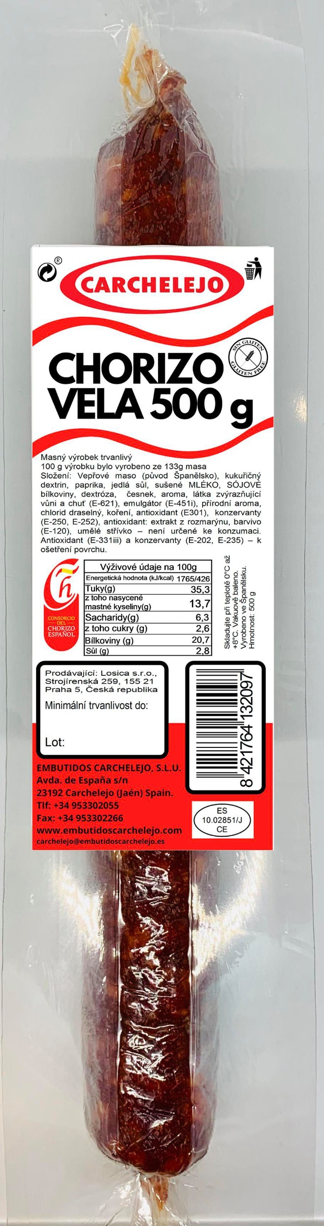 Carchelejo Chorizo vela 500 g