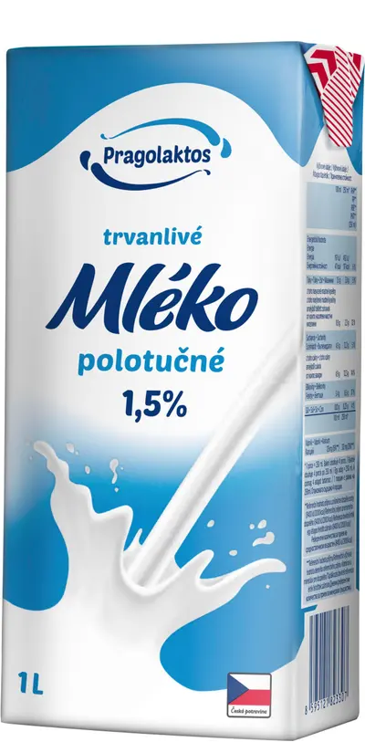 Pragolaktos Trvanlivé mléko 1,5% polotučné 1 l
