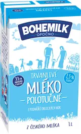 Bohemilk mléko trvanlivé polotučné 1,5% 1l