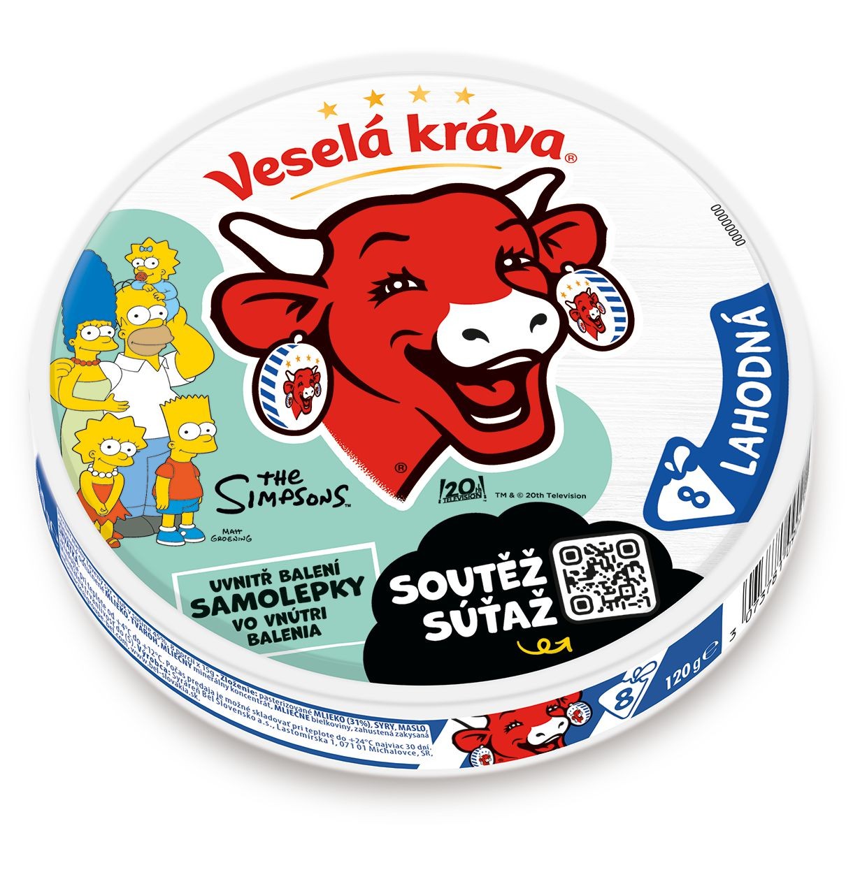 Veselá Kráva Lahodná tavený sýr 8ks 120 g