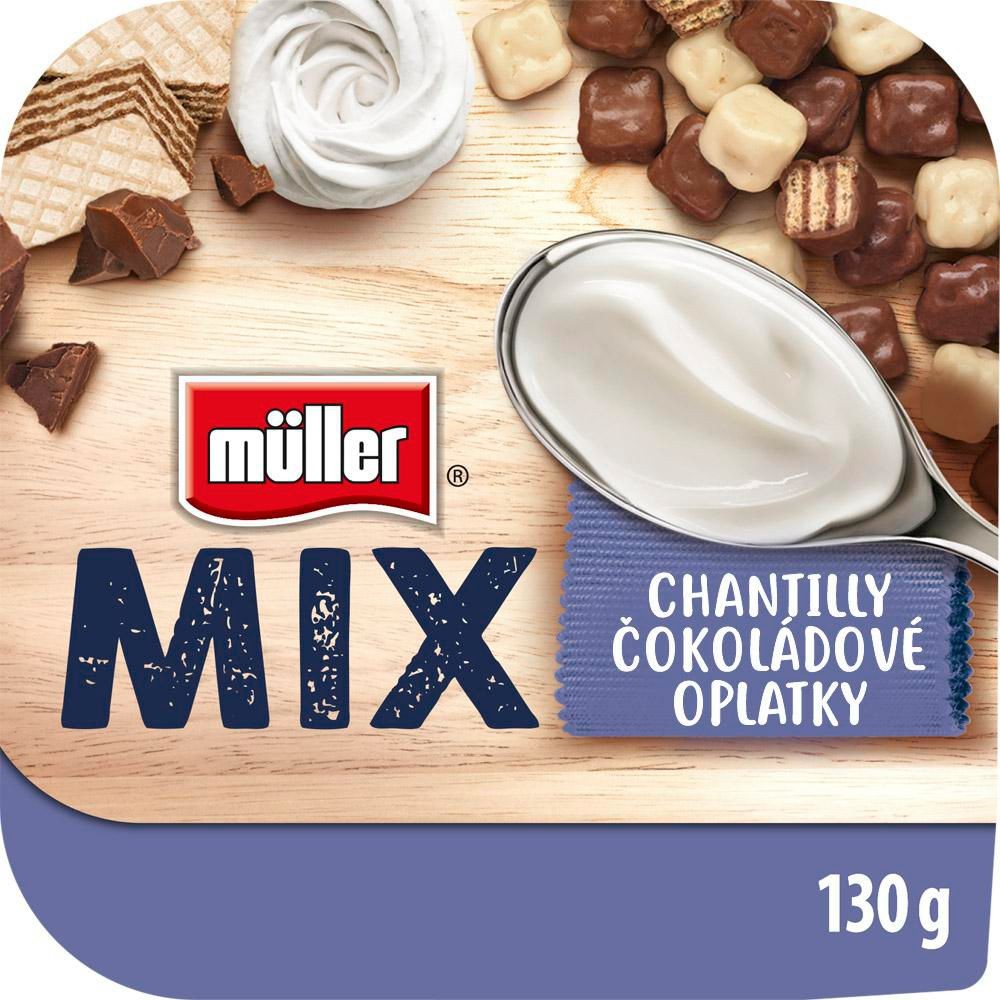 Müller Mix Choco Waffles slazený jogurt se smetanovou příchutí 130 g