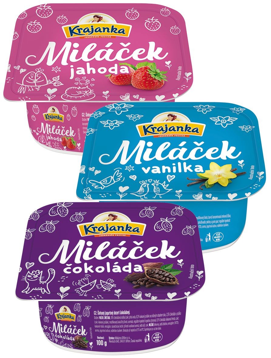 Krajanka Miláček jogurtový dezert různé příchutě 100g