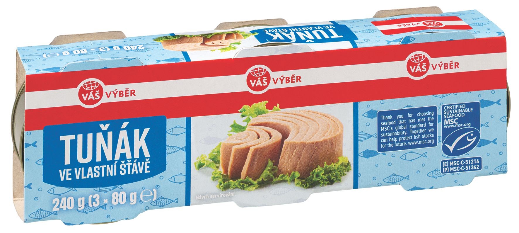 Váš Výběr Tuňák ve vlastní šťávě MSC 3 x 80 g