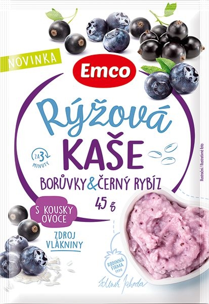 Emco Rýžová kaše borůvka a černý rybíz 45g