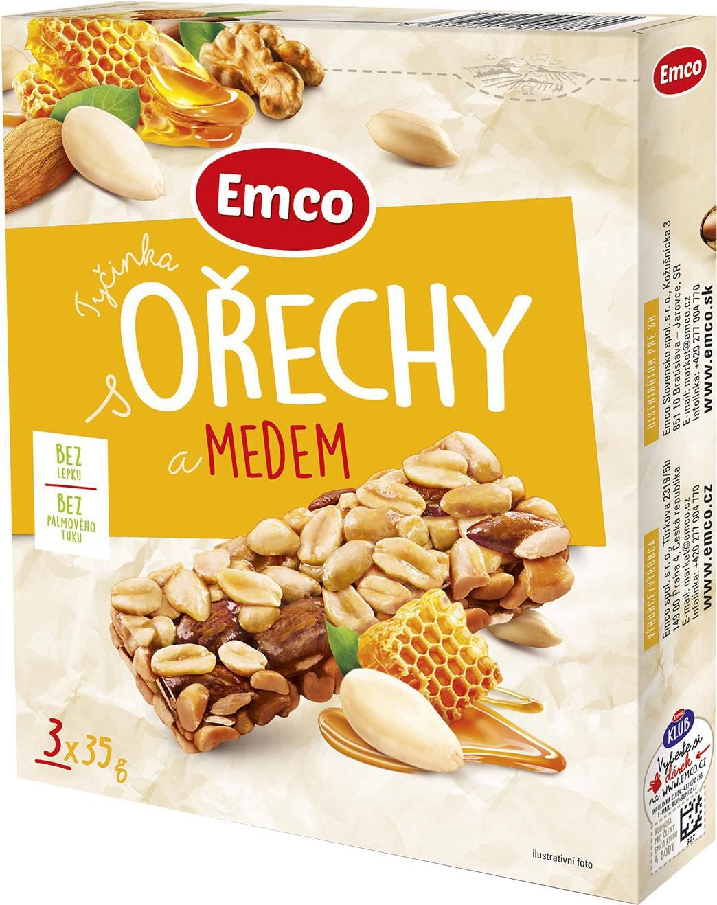 Emco Oříškové tyčinky ořechy a med 3x35 g