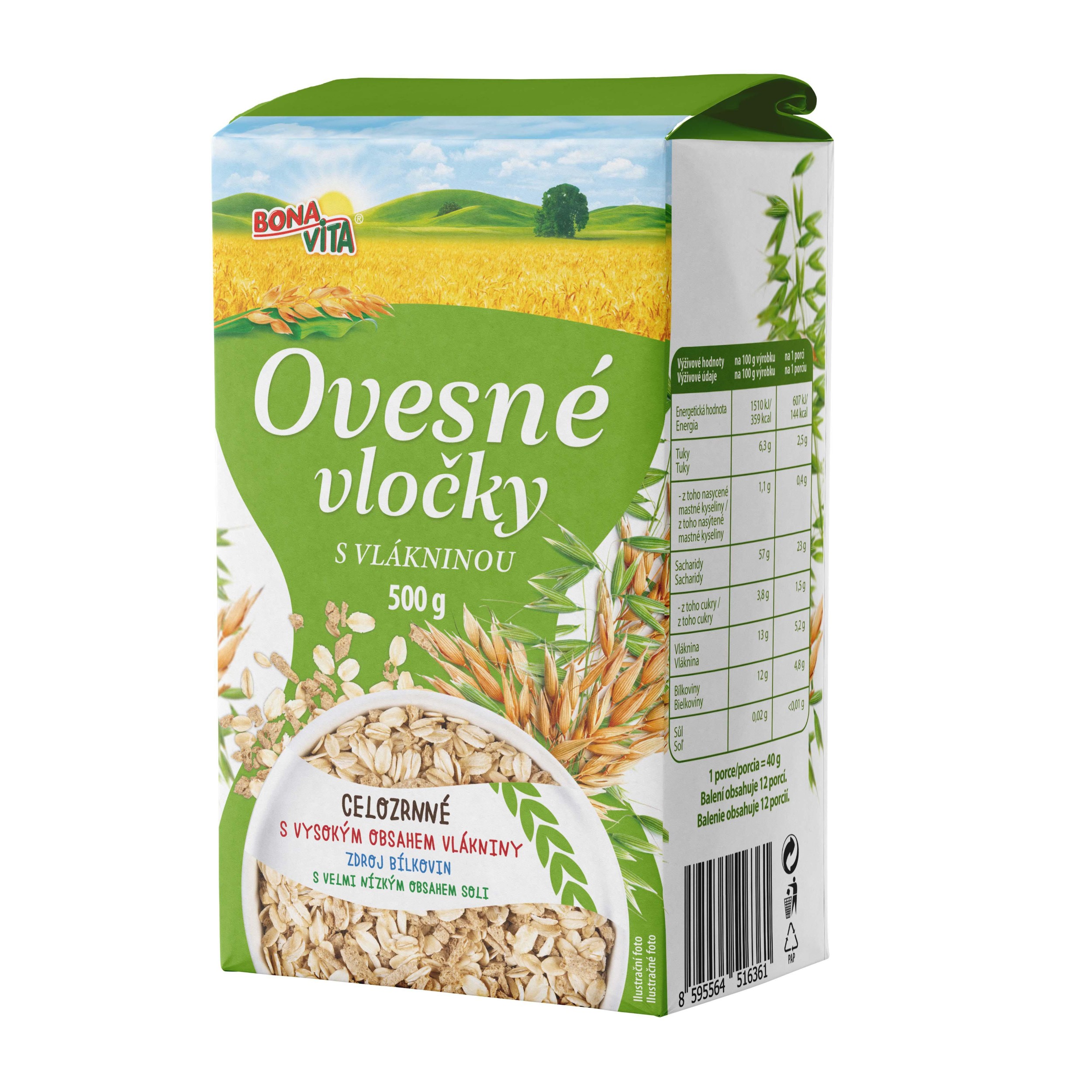 Bona Vita Ovesné vločky s vlákninou 500g