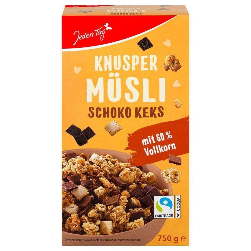 Jeden Tag křupavé čoko-müsli se sušenkami 750g