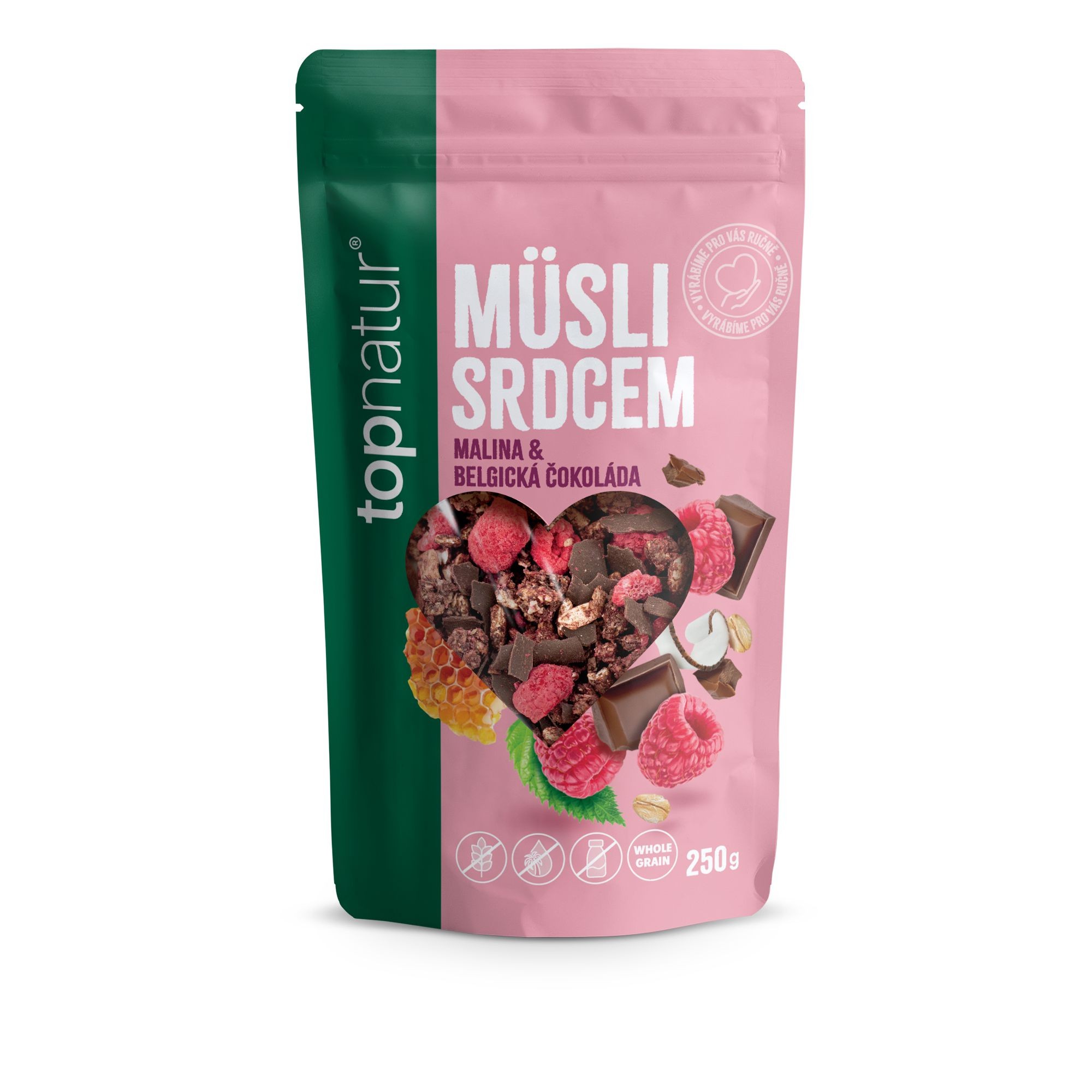 MUSLI SRDCEM BELG.ČOKO A MALINA 250G