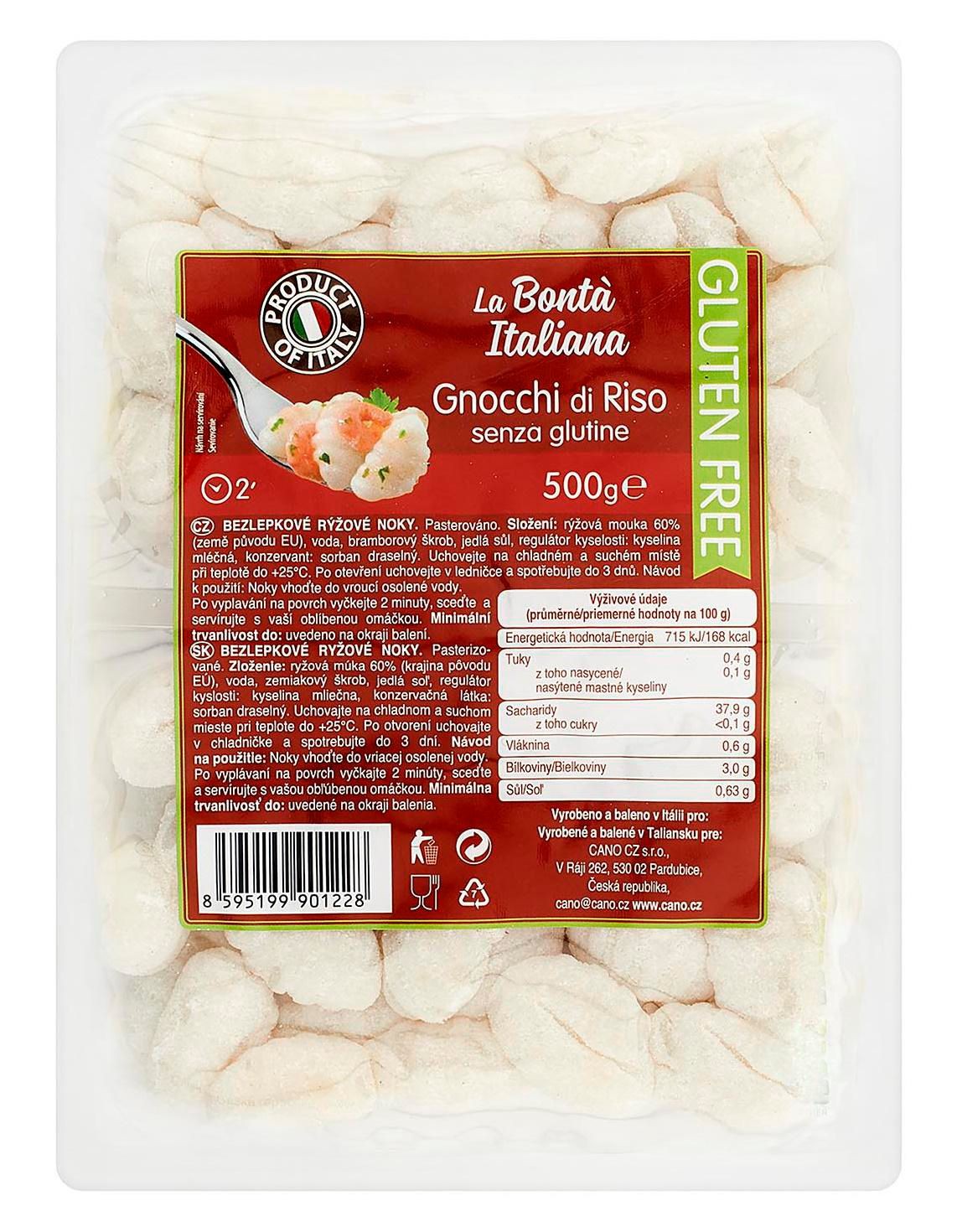 La Bontá italiana Gnocchi Rýžové noky bez lepku 500g