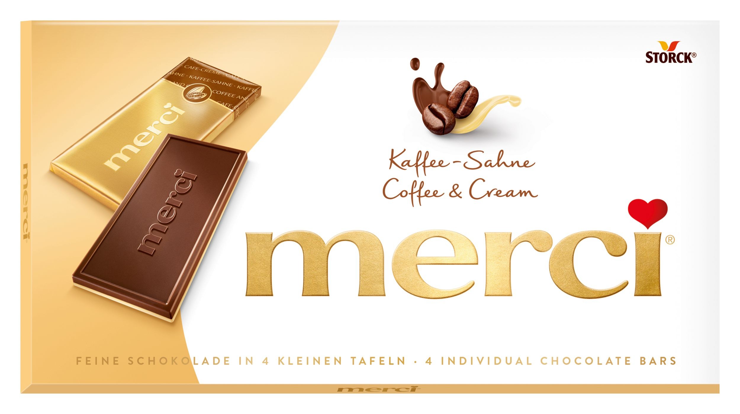 Storck merci Smetanová čokoláda s kávovou příchutí na bílé čokoládě 100g