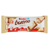 Kinder Bueno White oplatka s mléčnou a lískooříškovou náplní v polevě z bílé čokolády 2x19,5 g