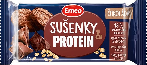 Emco Ovesné sušenky protein s čokoládou 60g