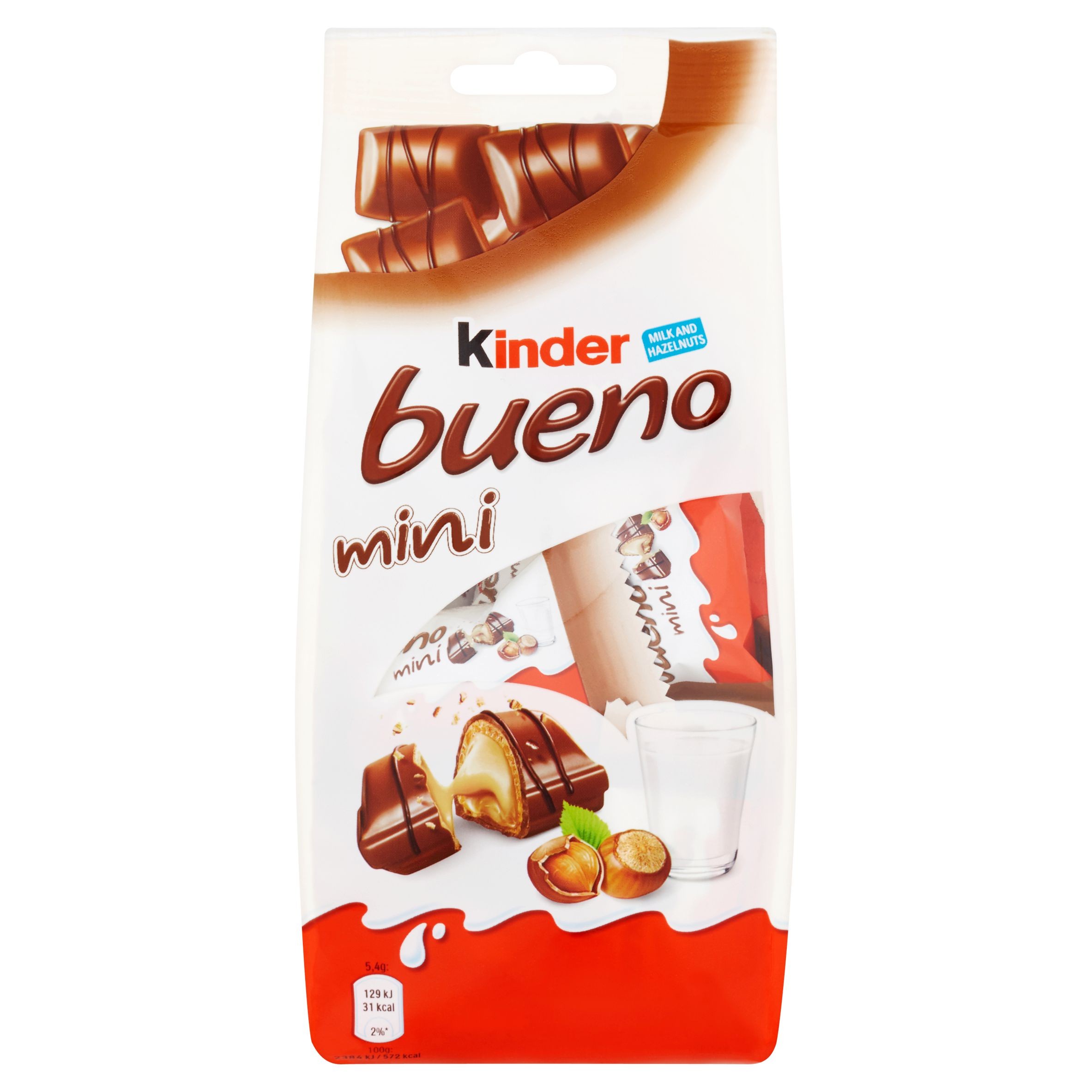 Kinder Bueno Mini oplatka s polevou z mléčné čokolády a s mléčnou a lískooříškovou náplní 108 g