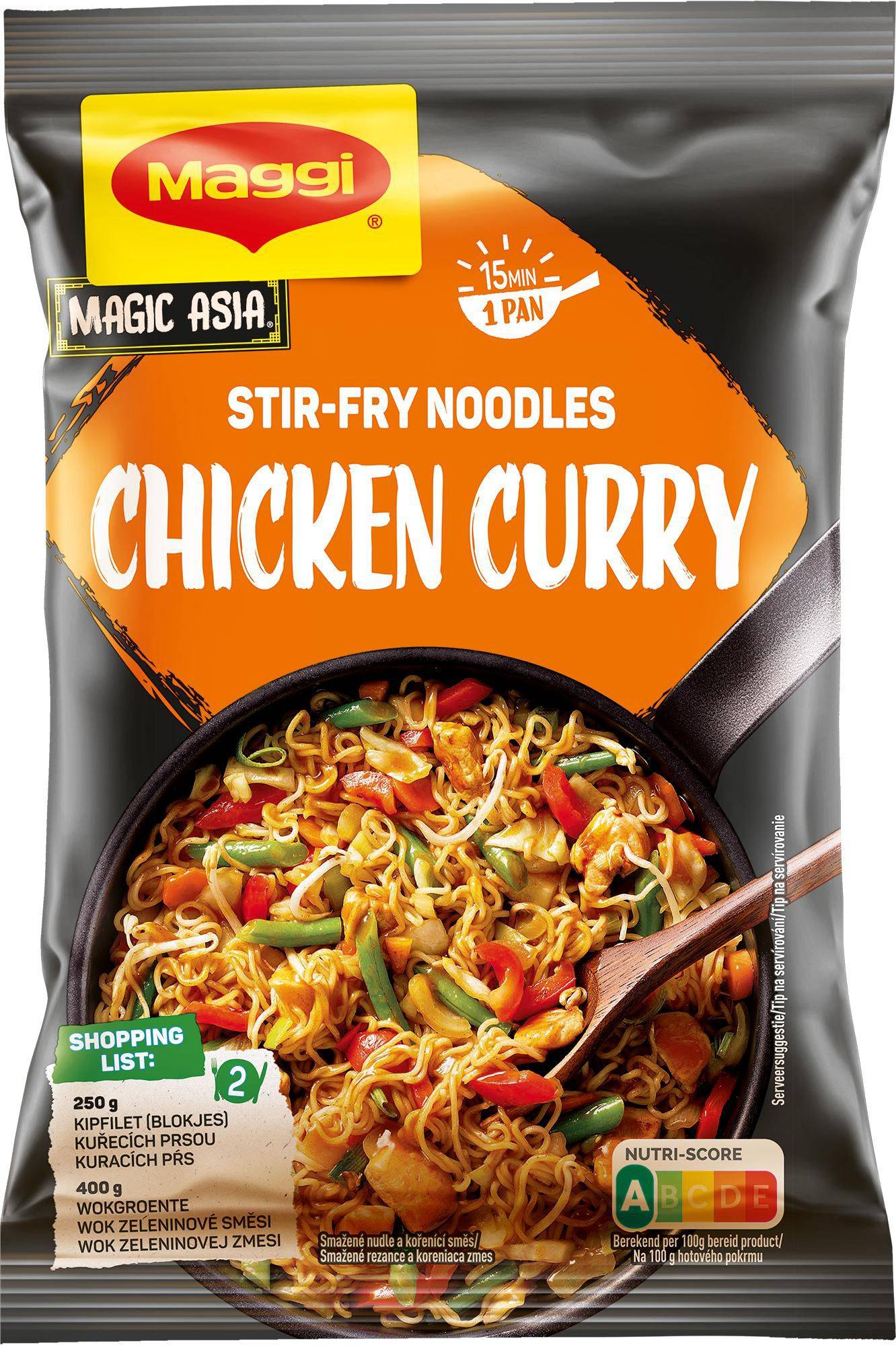 Maggi Nápady Nudle z pánve kuře na kari se zeleninou sáček 185 g