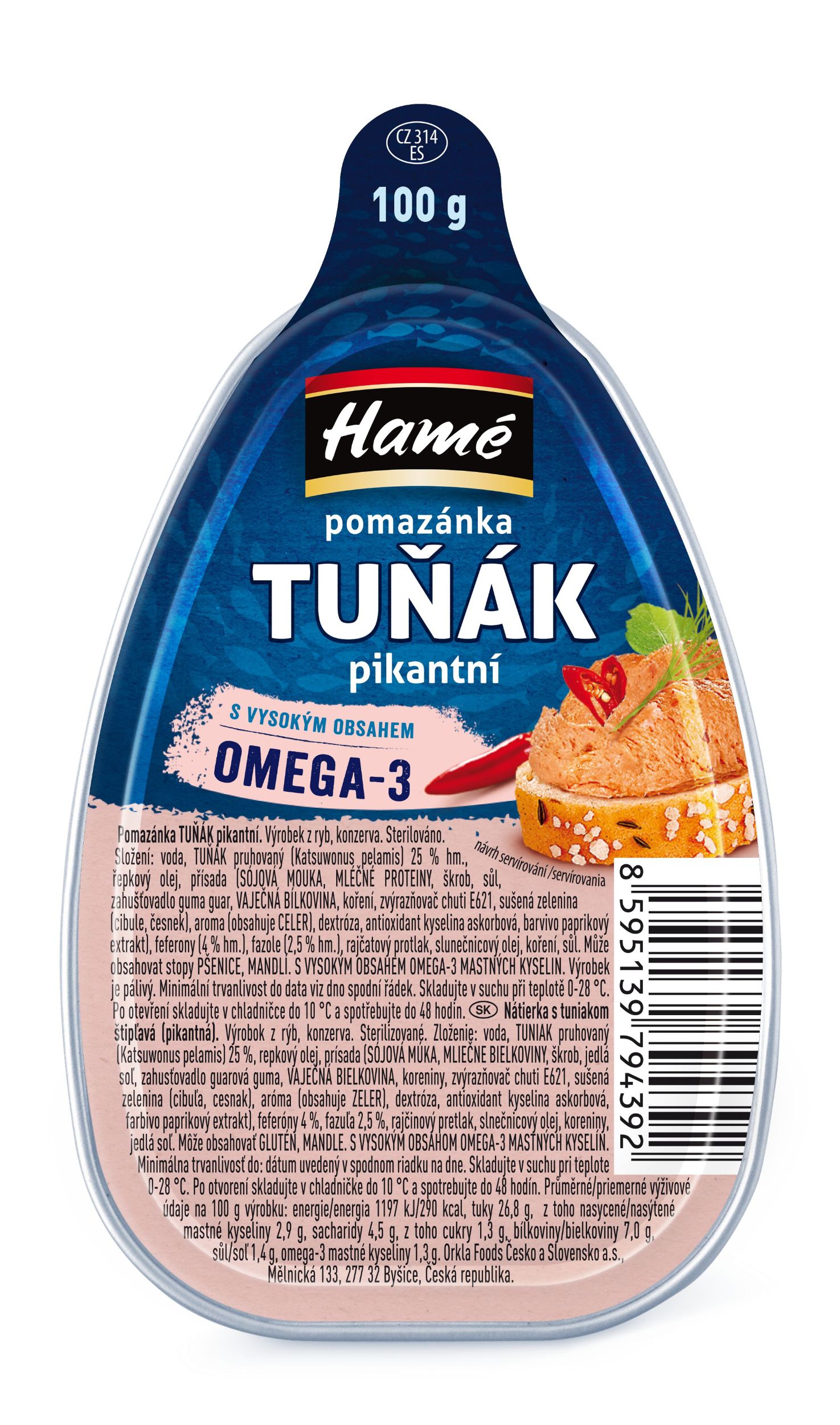 Hamé Pomazánka Tuňák pikantní 100g