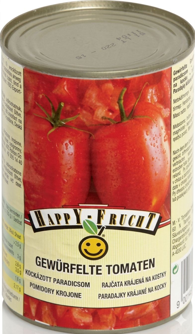 Happy Frucht Rajčata loupaná krájená 400 g
