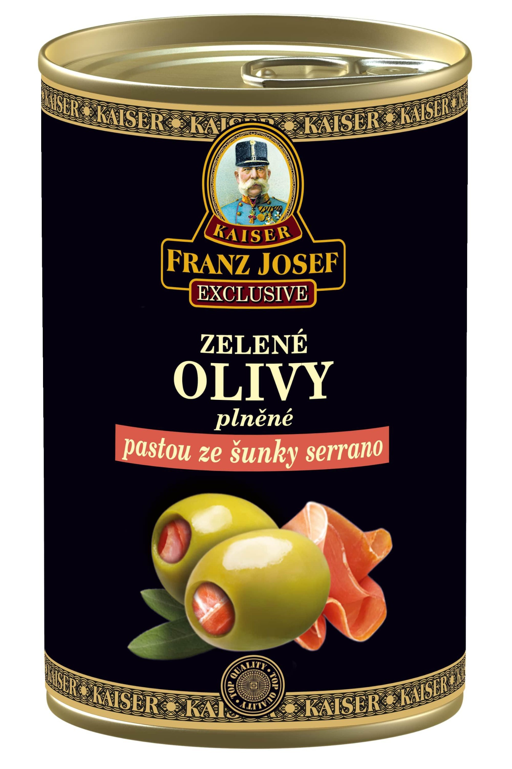 Kaiser Franz Josef Zelené olivy plněné pastou ze šunky serrano 300g