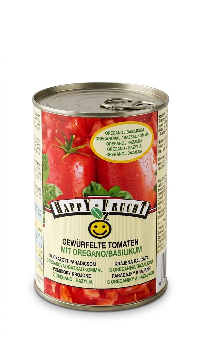 Happy Frucht Rajčata loupaná krájená oregáno a bazalka 400 g