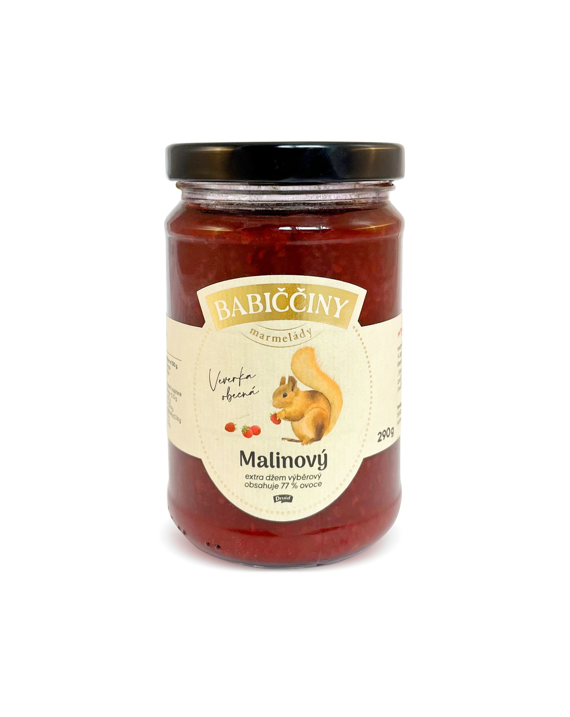 Babiččiny Marmelády Malinový extra džem výběrový se sníženým obsahem cukru 290 g