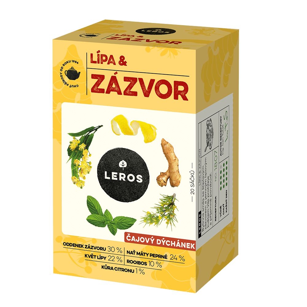 Leros čajový dýchánek lípa & zázvor 20x2g