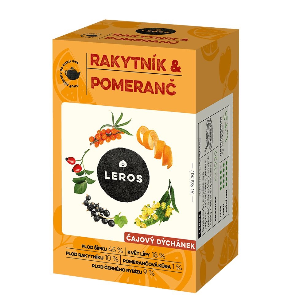 Leros čajový dýchánek rakytník & pomeranč 20x2g