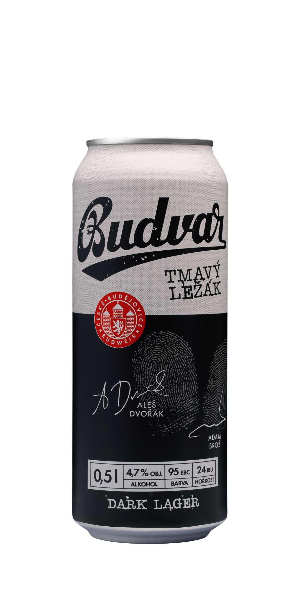 Budweiser Budvar Dark tmavý ležák plech pivo 0,5 l