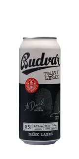 Budweiser Budvar Dark tmavý ležák plech pivo 0,5 l