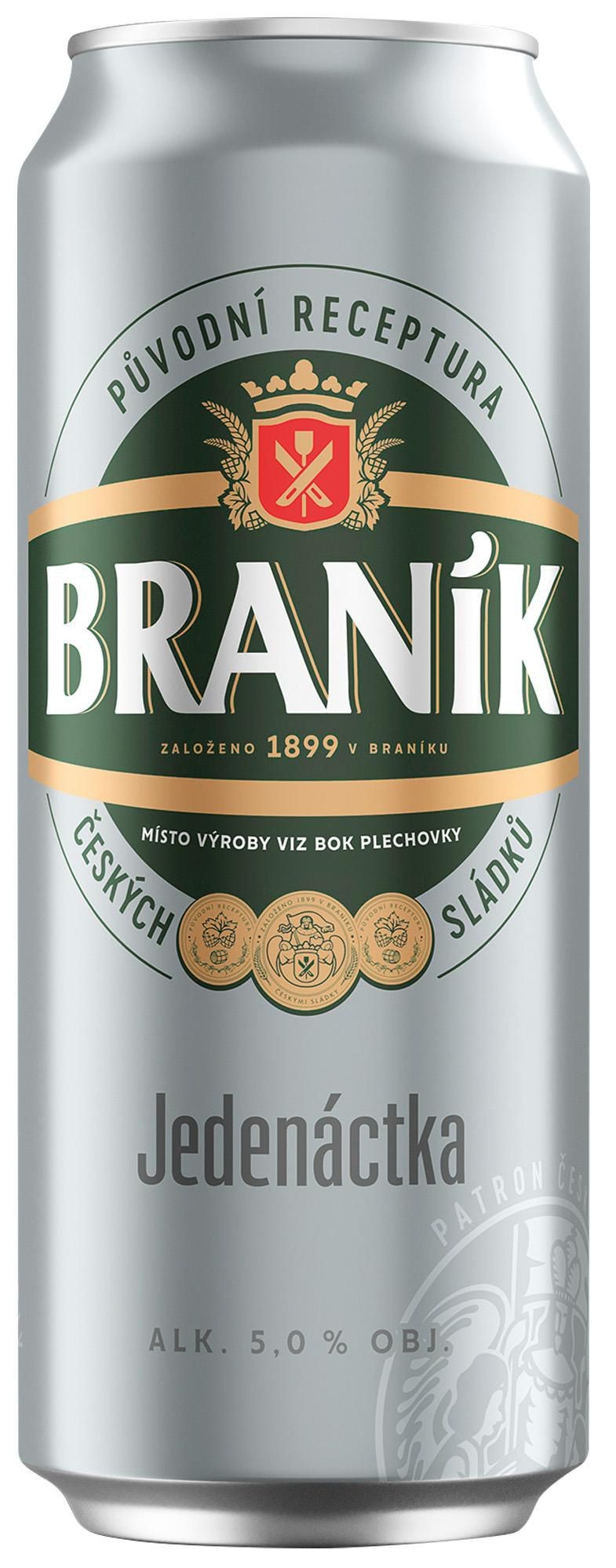 Braník Jedenáctka pivo ležák světlý plech 0,5 l