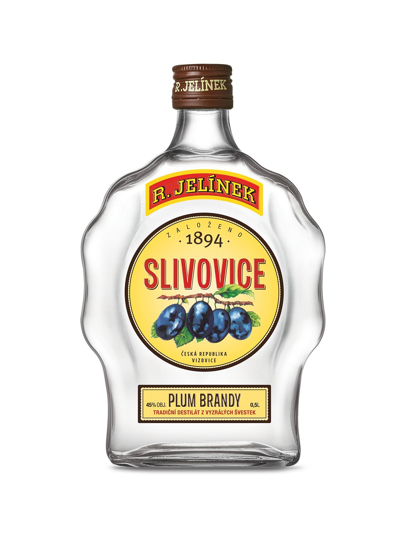 R.Jelínek Slivovice 3letá 45% Budík 500 ml