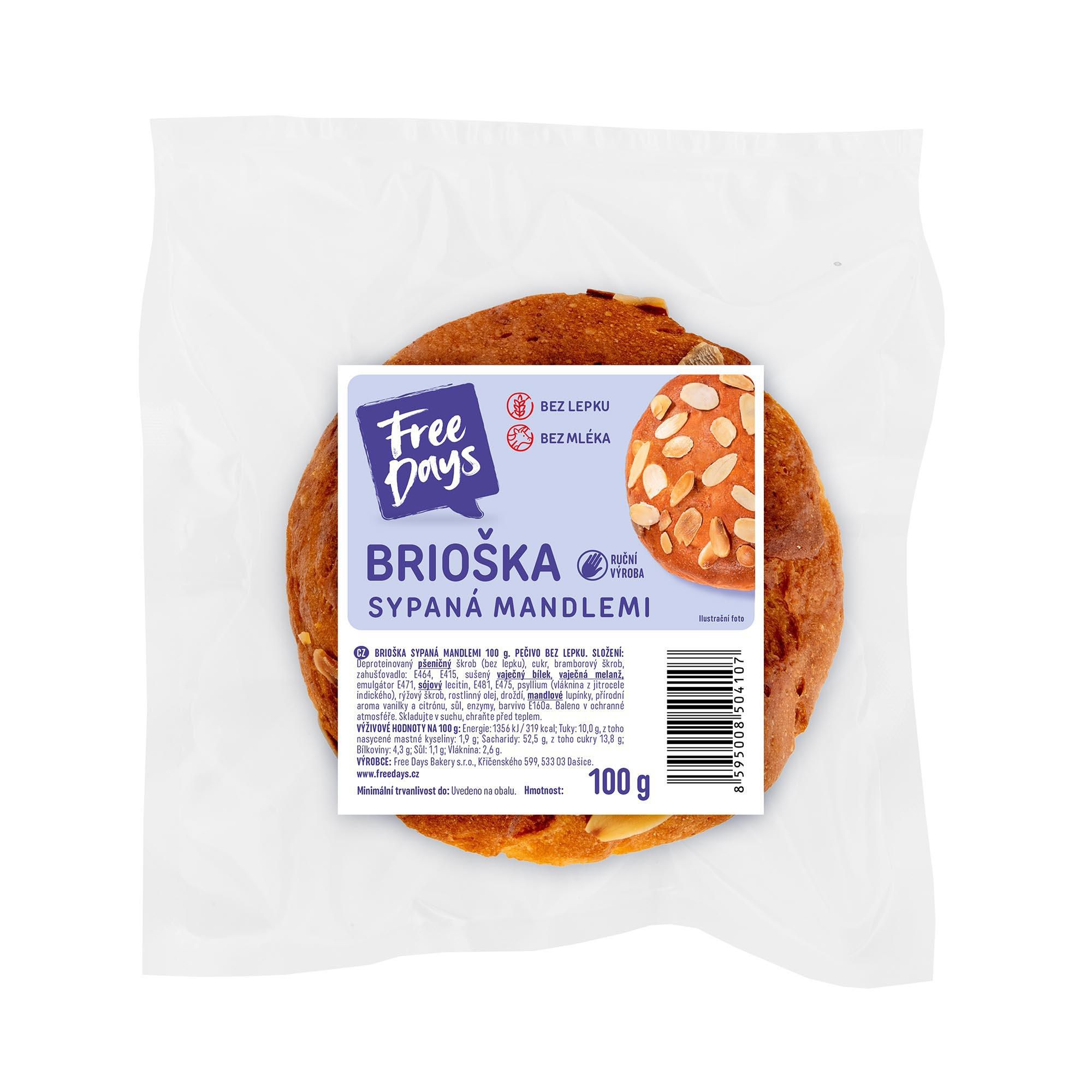 Free Days Brioška sypaná mandlemi 100g