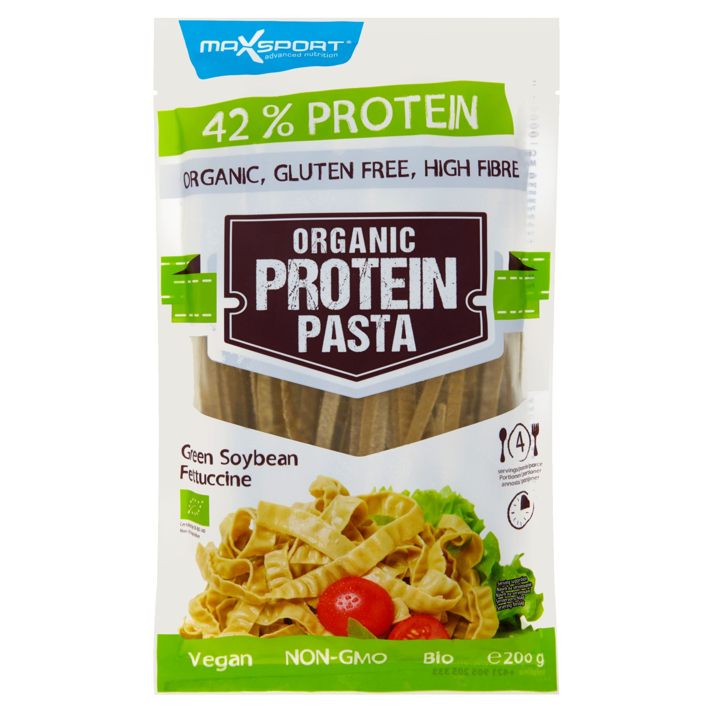 MaxSport BIO fettuccine ze zelené sóje s vysokým obsahem bílkovin 200 g