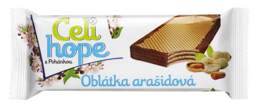 Celihope Oplatka s arašídovou krémovou náplní bočně máčená kakaovou polevou 35 g