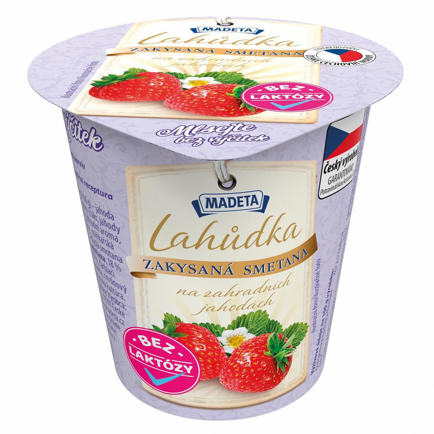Madeta Lahůdka Zakysaná smetana na zahradních jahodách 130g