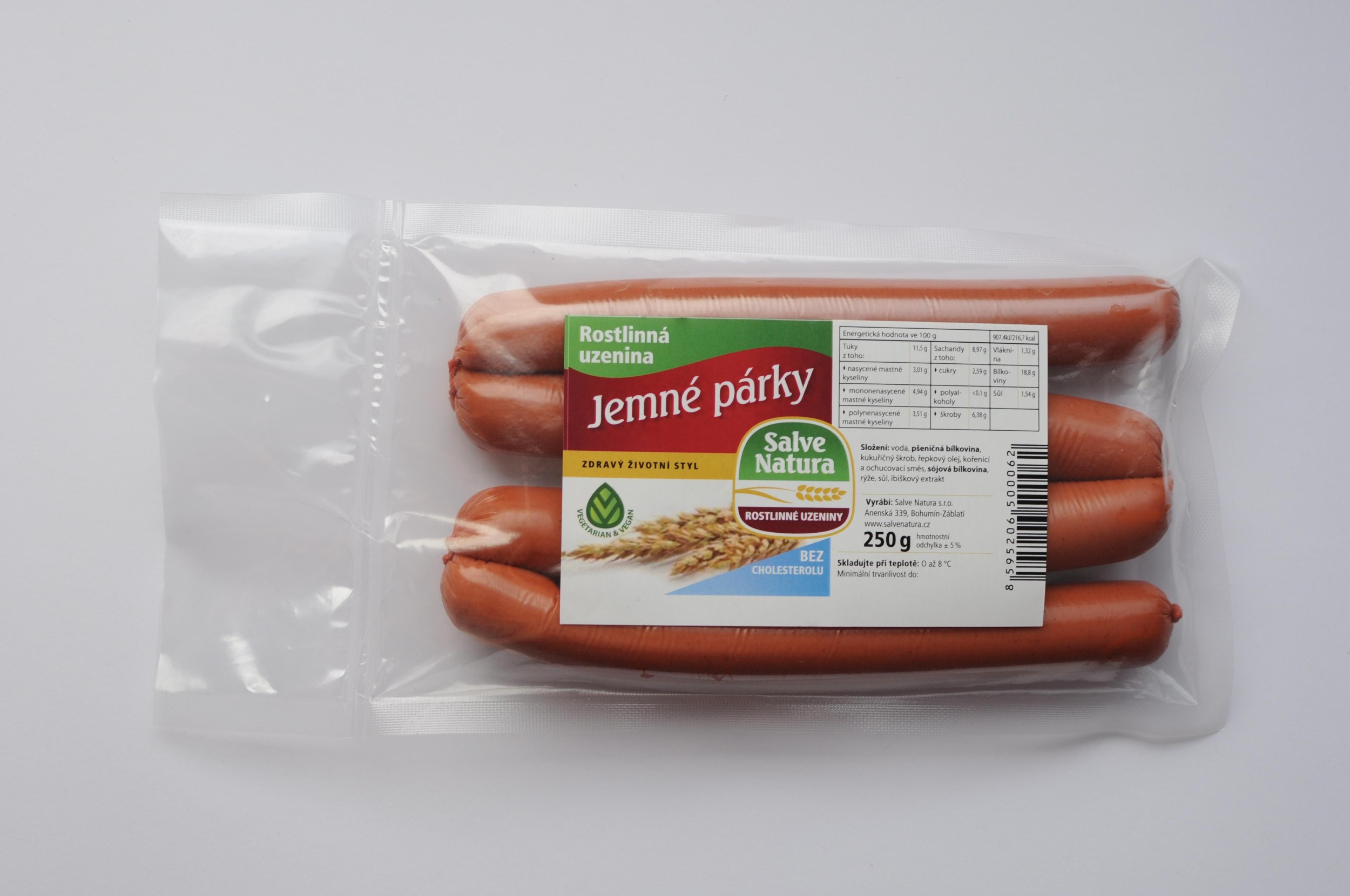 Rostlinná uzenina jemné párky 250g