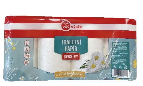 Váš Výběr Toaletní papír Heřmánek 3 vrstvý 8 rolí