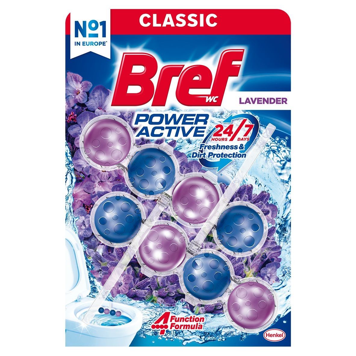 Bref Power Aktiv Fragrance Boost Lavender tuhý WC blok 2x50 g