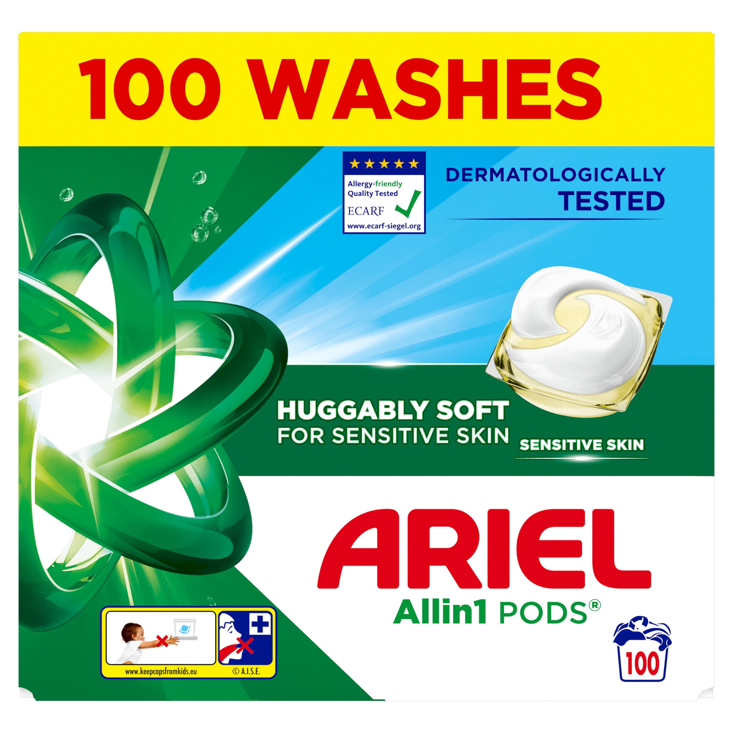 Ariel Gelové Kapsle Sensitive 100 praní