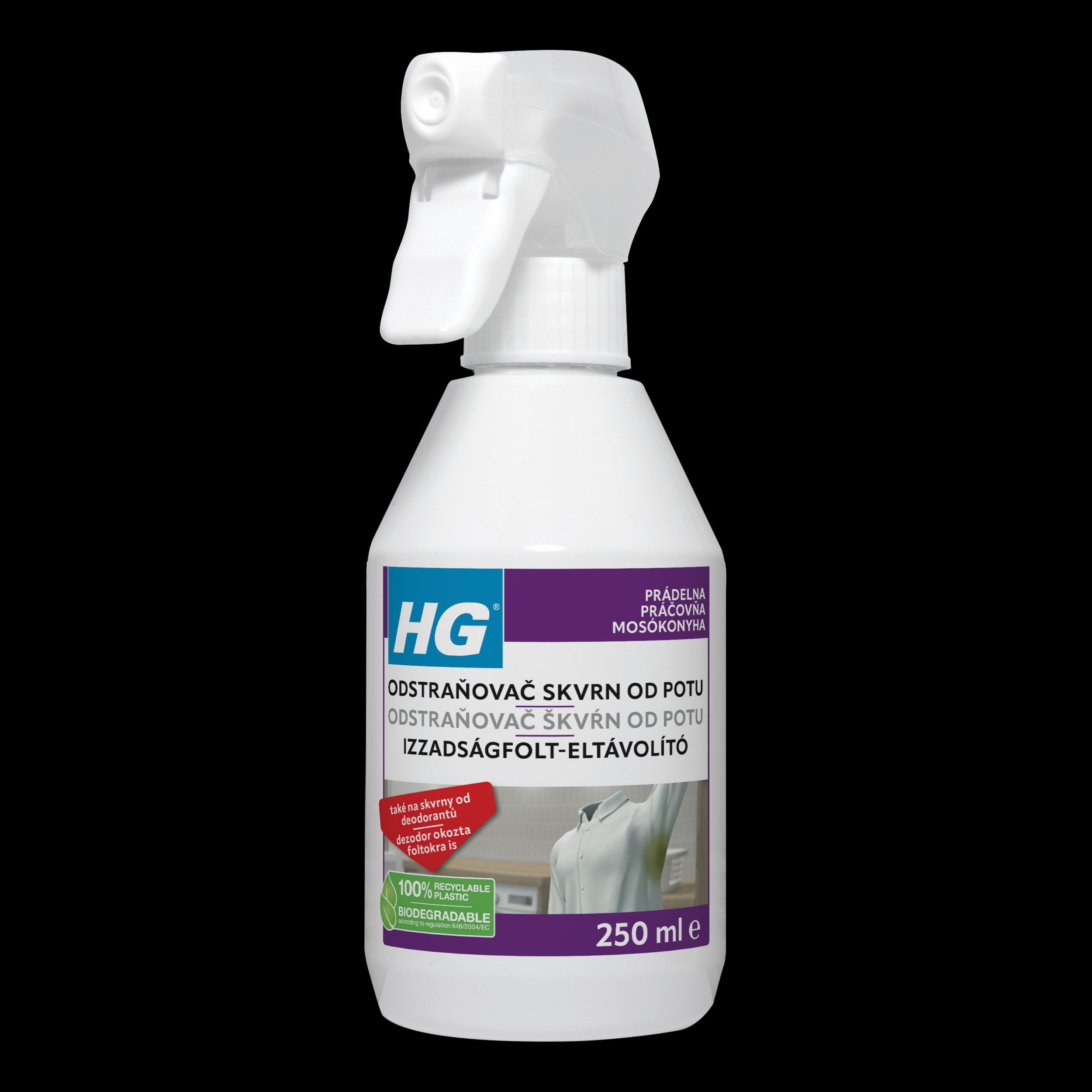 HG Odstraňovač skvrn od potu a deodorantů 250 ml