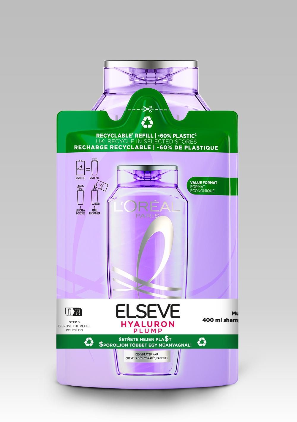 ĽOréal Paris Elseve Hyaluron Plump šampon a náhradní náplň (výhodné dvojbalení)