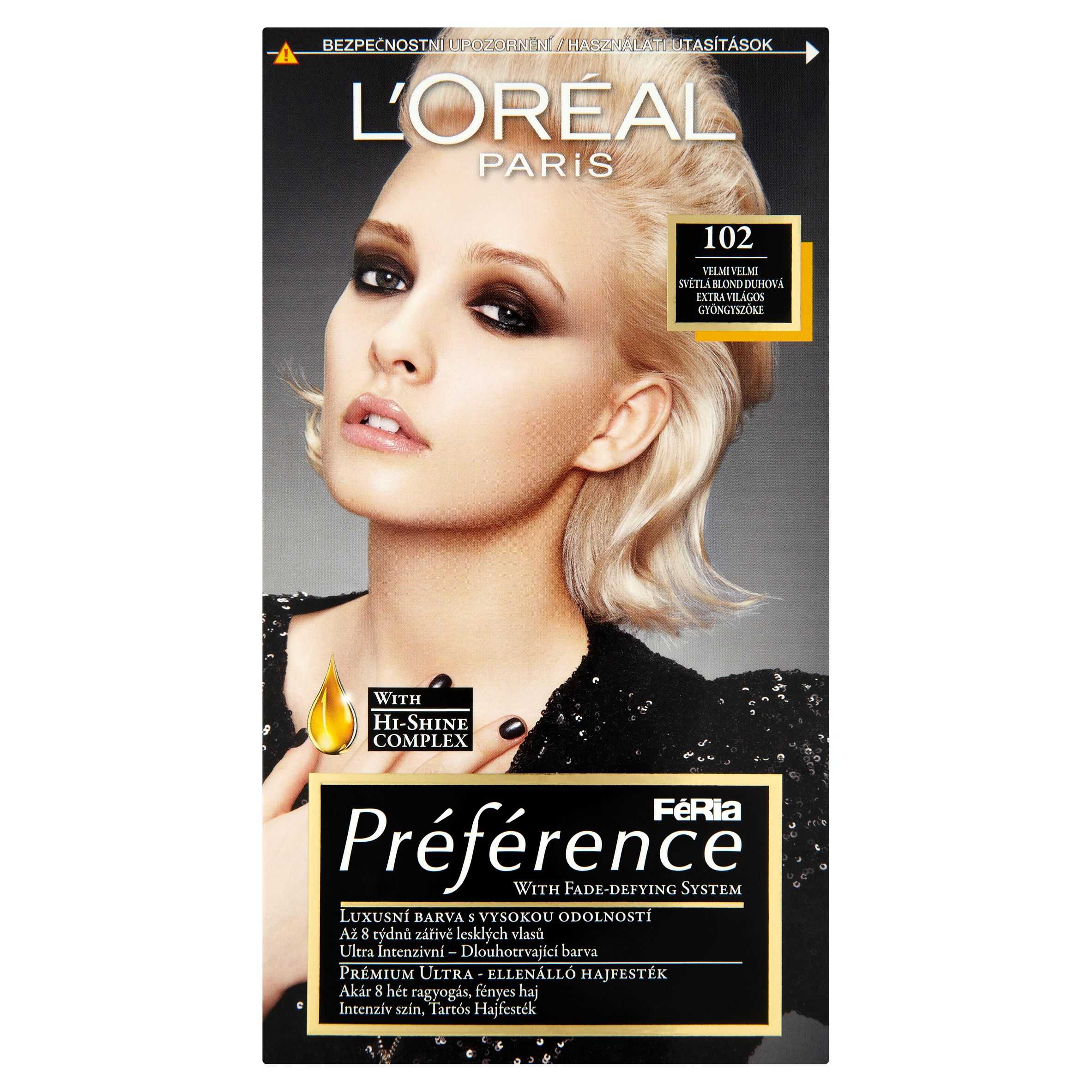 L'Oréal Paris Féria Préférence velmi velmi světlá blond duhová č.102 168 ml