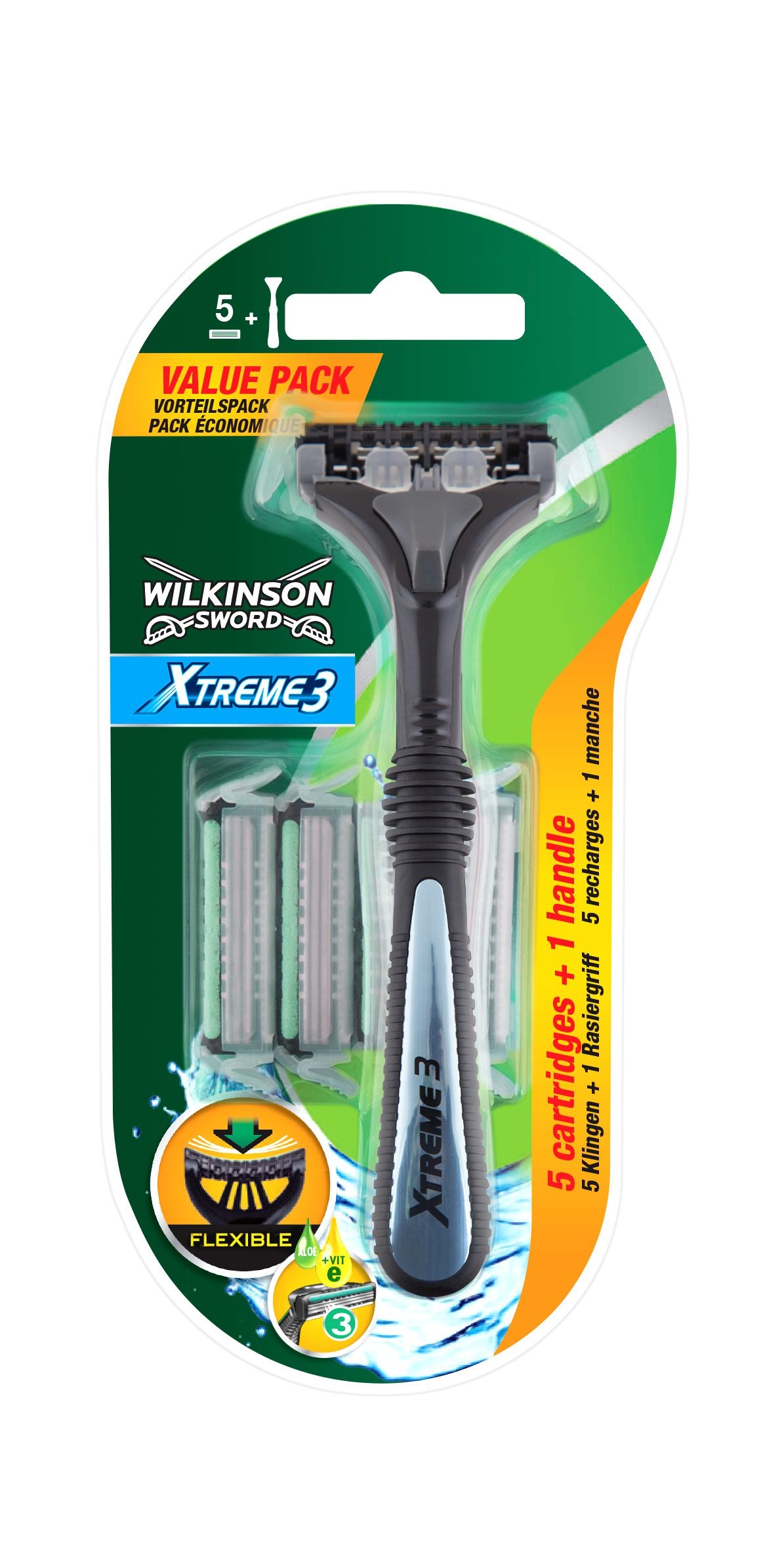 Wilkinson Sword Xtreme3 Hybrid Clampack Holicí strojek s 5 náhradními břity